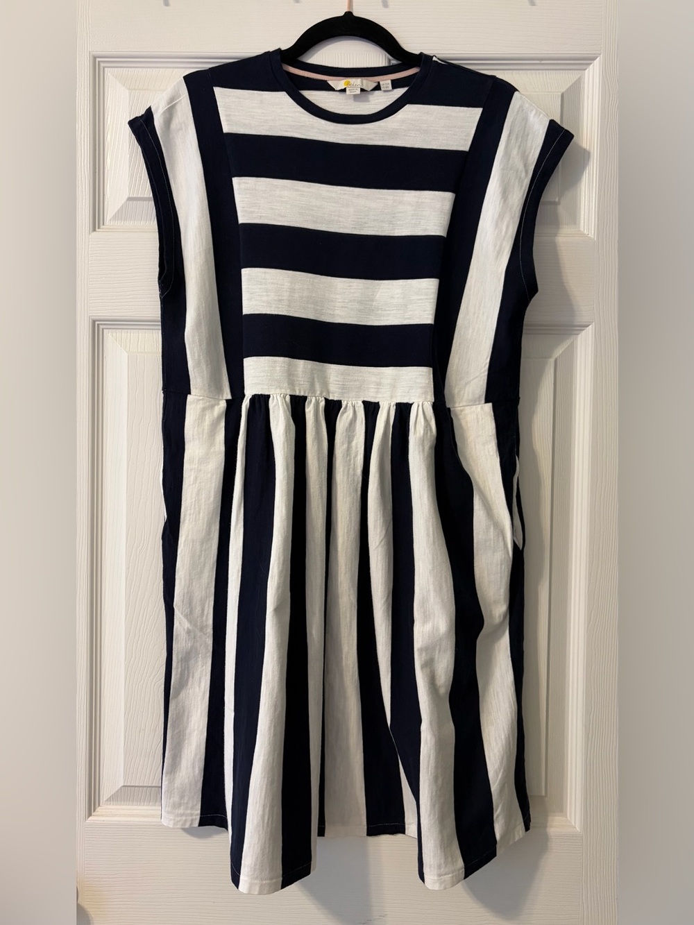 Boden Navy and White Striped Cotton Dress